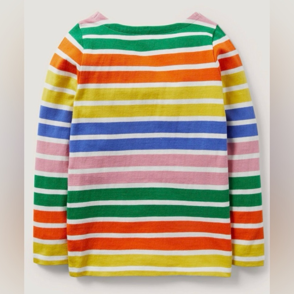 Mini Boden Long Sleeve Wide Rainbow Breton shirt - Multi Rainbow Stripes, 3-4